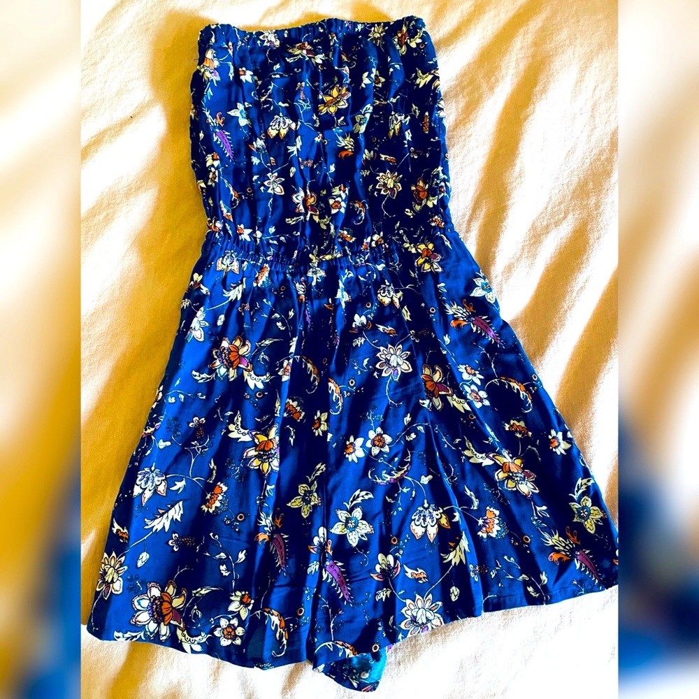 H&M Strapless Blue Romper